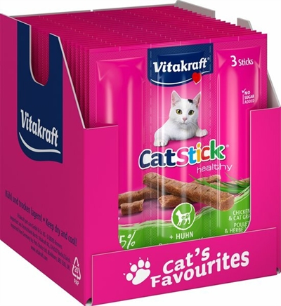 Vitakraft cat-stick mini kip / kattengras 3 st
