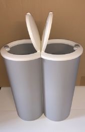 Dubbele vuilnisbak grijs, prullenbak, 2 x 25 liter