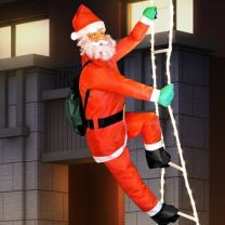 Kerstman op ladder, ladder 90 cm, 48 leds