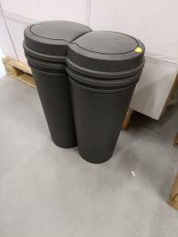 2x Dubbele vuilnisbak zwart, prullenbak, 2 x 25 liter - schade