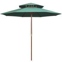 Xl Dubbeldekker parasol 270x270 cm houten paal groen