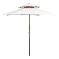 Xl Dubbeldekker parasol 270x270 cm houten paal crmewit