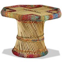  Salontafel achthoekig met chindi details bamboe meerkleurig