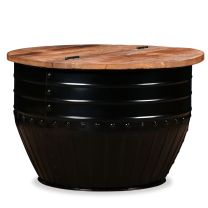  Salontafel tonvormig massief gerecycled hout zwart