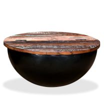  Salontafel komvormig massief gerecycled hout zwart