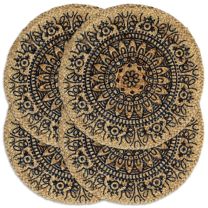  Placemats 4 st rond 38 cm jute donkerblauw