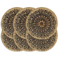  Placemats 6 st rond 38 cm jute donkerblauw