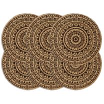  Placemats 6 st rond 38 cm jute donkerbruin