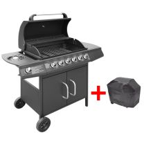  Gasbarbecue 6+1 kookzone zwart