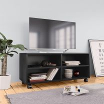  Tv-meubel met wieltjes 90x35x35 cm bewerkt hout zwart