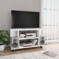  Tv-meubel met wieltjes 80x40x40 cm spaanplaat wit