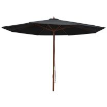  Parasol met houten paal 350 cm zwart