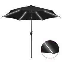  Parasol met LED-verlichting en aluminium paal 300 cm zwart