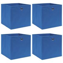  Opbergboxen 4 st 32x32x32 cm stof blauw