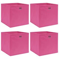  Opbergboxen 4 st 32x32x32 cm stof roze