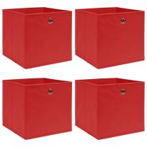  Opbergboxen 4 st 32x32x32 cm stof rood