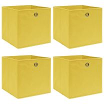  Opbergboxen 4 st 32x32x32 cm stof geel