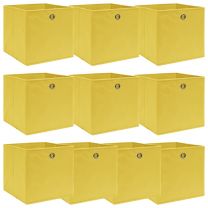  Opbergboxen 10 st 32x32x32 cm stof geel