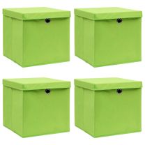  Opbergboxen met deksel 4 st 32x32x32 cm stof groen