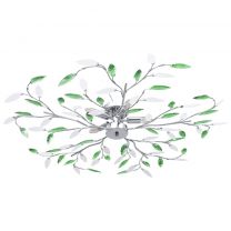  Plafondlamp met acryl kristallen bladarmen voor 5xE14 groen