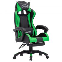  Racestoel met voetensteun kunstleer groen en zwart