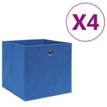  Opbergboxen 4 st 28x28x28 cm nonwoven stof blauw