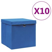  Opbergboxen met deksel 4 st 28x28x28 cm blauw