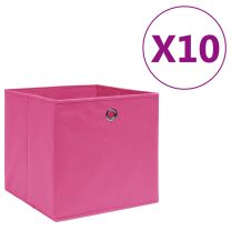  Opbergboxen 10 st 28x28x28 cm nonwoven stof roze