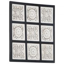  Wandpaneel handgesneden 60x60x1,5 cm MDF zwart en wit