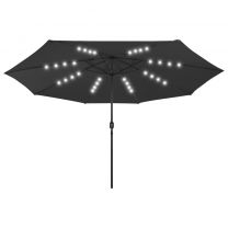  Parasol met LED-verlichting en metalen paal 400 cm zwart