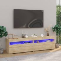  Tv-meubelen 2 st met LED-verlichting 75x35x40 cm sonoma eiken