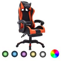  Racestoel met RGB LED-verlichting kunstleer oranje en zwart