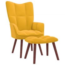  Relaxstoel met voetenbank fluweel mosterdgeel