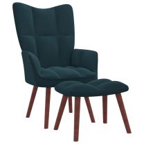  Relaxstoel met voetenbank fluweel blauw