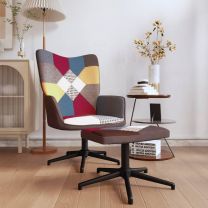  Relaxstoel met voetenbank patchwork stof