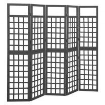  Kamerscherm/trellis met 5 panelen 201,5x180 cm vurenhout zwart