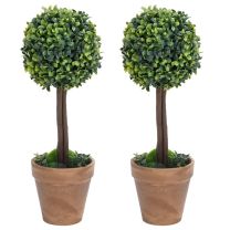  Kunstplanten met pot 2 st buxus bolvorming 56 cm groen