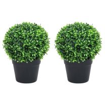  Kunstplanten met pot 2 st buxus bolvorming 37 cm groen