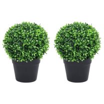  Kunstplanten met pot 2 st buxus bolvorming 32 cm groen