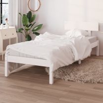  Bedframe massief grenenhout wit 90x190 cm UK Single