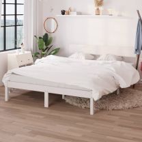  Bedframe massief grenenhout wit 140x190 cm