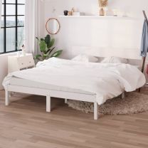  Bedframe massief grenenhout wit 120x200 cm