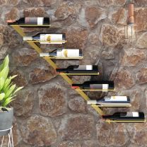  Wijnrek voor 7 flessen wandmontage metaal goudkleurig