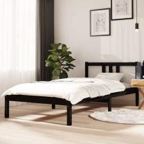  Bedframe massief hout zwart 90x190 cm 3FT Single
