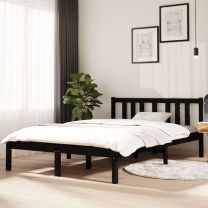  Bedframe massief hout zwart 120x190 cm 4FT Small Double