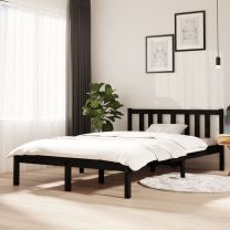  Bedframe massief hout zwart 120x200 cm