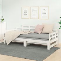  Slaapbank uitschuifbaar massief grenenhout wit 2x(90x190) cm