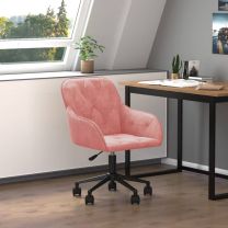  Kantoorstoel draaibaar fluweel roze