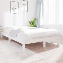  Bedframe massief grenenhout wit 140x200 cm