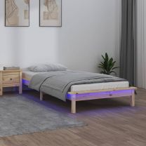  Bedframe LED massief hout 90x200 cm